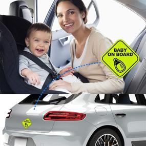 img 1 attached to 🚼 Крепкий знак "Дитя в автомобиле" для всех погод - милые магнитные аксессуары 4" х 4", алмазно-ультраотражающие для безопасности - идеальный подарок на беби-шауэр для родителей (3 штуки)