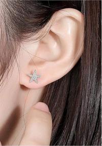 img 2 attached to Dazzle with Delicate CZ Starfish Stud Earrings: S925 Sterling Silver 18K White Gold Plated Huggies - Perfect for Women, Teen Girls - Sparkling Crystal-Adorned, Ocean-inspired, Hypoallergenic Jewelry - Ideal for Weddings, Birthdays, and Beach Summers