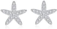 dazzle with delicate cz starfish stud earrings: s925 sterling silver 18k white gold plated huggies - perfect for women, teen girls - sparkling crystal-adorned, ocean-inspired, hypoallergenic jewelry - ideal for weddings, birthdays, and beach summers logo