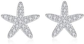 img 4 attached to Dazzle with Delicate CZ Starfish Stud Earrings: S925 Sterling Silver 18K White Gold Plated Huggies - Perfect for Women, Teen Girls - Sparkling Crystal-Adorned, Ocean-inspired, Hypoallergenic Jewelry - Ideal for Weddings, Birthdays, and Beach Summers