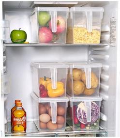 img 2 attached to 🍅 Stackable Refrigerator Organizer Containers with Lids - MineDecor Plastic Square Food Storage, Ideal for Fruits, Vegetables, Meat, Eggs (Set of 4)