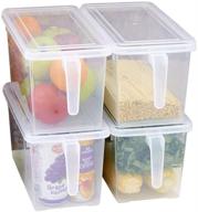 🍅 stackable refrigerator organizer containers with lids - minedecor plastic square food storage, ideal for fruits, vegetables, meat, eggs (set of 4) логотип