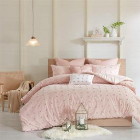 img 2 attached to 🛏️ Cotton Comforter Set with Eye-catching Tufts Pompom Design, All Season Bedding, Matching Shams, Decorative Pillows, Full/Queen(88"x92"), Brooklyn Collection - Stylish Jacquard Pink, 7 Piece