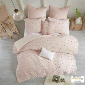 img 1 attached to 🛏️ Cotton Comforter Set with Eye-catching Tufts Pompom Design, All Season Bedding, Matching Shams, Decorative Pillows, Full/Queen(88"x92"), Brooklyn Collection - Stylish Jacquard Pink, 7 Piece