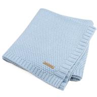 sobowo baby swaddle blanket - knit soft wrap 👶 stroller blanket for infant girls boys cribs, nursing - light blue logo