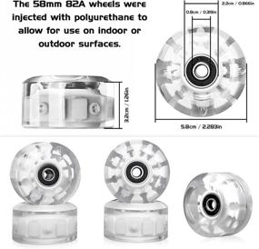 img 1 attached to SIKEMAY 8 Pack Light Up and Luminous Quad Roller Skate Wheels with ABEC-9 Bearings: High-Quality and Durable Wheels for Double Row Skating and Skateboarding