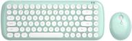 portable wireless keyboard and mouse combo - mini 84-key retro typewriter with round keycaps - compatible with android, windows, pc, tablet - ideal for home and office keyboards (green) logo