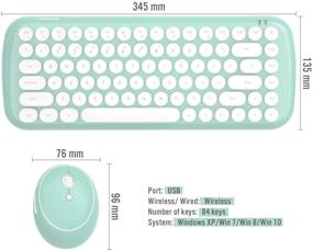 img 1 attached to Portable Wireless Keyboard and Mouse Combo - Mini 84-Key Retro Typewriter with Round Keycaps - Compatible with Android, Windows, PC, Tablet - Ideal for Home and Office Keyboards (Green)