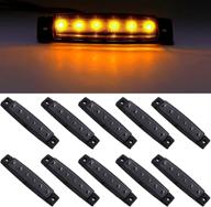 🚦 10-pack of 6 led amber side marker indicator lights with 3.8" smoke lens - trailer marker lights, brake stop lamp, license decoration lights for trucks sealed, boat marine led utility strip lights logo