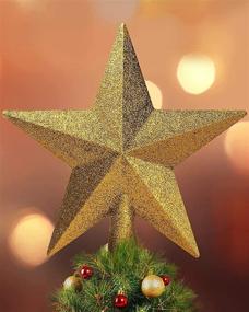 img 4 attached to 🎄 XICOSO Christmas Tree Topper - 8 Inch, 3D Glitter Shatterproof Star, Festive Gold Tree Decoration for Holiday Home Décor Ornaments