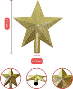 img 3 attached to 🎄 XICOSO Christmas Tree Topper - 8 Inch, 3D Glitter Shatterproof Star, Festive Gold Tree Decoration for Holiday Home Décor Ornaments