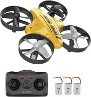 🚁 yellow mini drone for kids and beginners - remote control quadcopter indoor helicopter plane with 3d flip, auto hovering, headless mode, 3 batteries - best gift toy for boys & girls logo