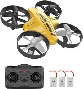 img 4 attached to 🚁 Yellow Mini Drone for Kids and Beginners - Remote Control Quadcopter Indoor Helicopter Plane with 3D Flip, Auto Hovering, Headless Mode, 3 Batteries - Best Gift Toy for Boys & Girls