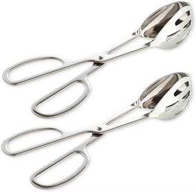 img 4 attached to Stainless Steel Buffet Tongs, KEBE 2-PACK Serving Tongs for Catering, Parties, and Kitchen - Thickening Food, Salad, Cake, Bread