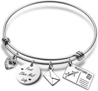 br-mail lady mail carrier bangle bracelet with postcard letter charms - thank you gift for postal worker - improve seo logo