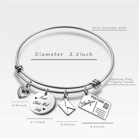 img 3 attached to BR-Mail Lady Mail Carrier Bangle Bracelet with Postcard Letter Charms - Thank You Gift for Postal Worker - Improve SEO