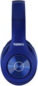 img 1 attached to 🎧 Беспроводные Bluetooth наушники, гарнитура TUINYO Over Ear с 35 часами проигрывания, глубоким басом, мягкими амбушюрами из памяти-протеина, встроенным микрофоном, режимом с проводом - темно-синий - подходят для ПК, мобильных телефонов, телевизора