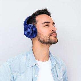 img 2 attached to 🎧 Беспроводные Bluetooth наушники, гарнитура TUINYO Over Ear с 35 часами проигрывания, глубоким басом, мягкими амбушюрами из памяти-протеина, встроенным микрофоном, режимом с проводом - темно-синий - подходят для ПК, мобильных телефонов, телевизора