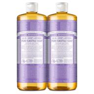 жидкое мыло dr. bronner’s pure-castile (лаванда, 32 унции, 2 штуки) - органическое, 18-в-1 применений: лицо, тело, волосы, белье, животные, посуда - концентрированное, веганство, не гмо. логотип