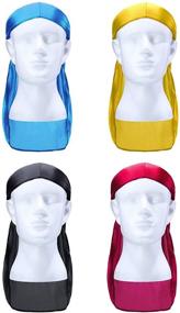 img 3 attached to Versatile 8-Piece Silky Durag Set: Ideal for Men and Women - Elastic Long Tail Headwraps in Soft Material - Available in 8 Stunning Colors!