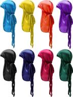 versatile 8-piece silky durag set: ideal for men and women - elastic long tail headwraps in soft material - available in 8 stunning colors! logo