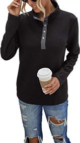 img 4 attached to Stylish Quilted Pattern Women's Long Sleeve Sweatshirt with Zipper and Pockets - Fashionable Pullover Sweatshirt Tops