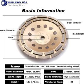 img 3 attached to 💎 Whirlwind USA GSD 7 in. Diamond Grinding Cup Wheel - Enhanced Efficiency with Double Row Standard and Higher Diamond Concentration (7'')