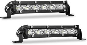 img 4 attached to 🌧️ BEAMCORN Ультратонкий 7-дюймовый светодиодный прожектор Single Row LED Light Bar Pods - Высокопроизводительные 60 Вт 10000 люмен Водонепроницаемый фонарь для вождения в тумане для грузовиков внедорожников ATV UTV SUV Boat - 2 штуки.