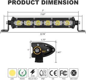 img 3 attached to 🌧️ BEAMCORN Ультратонкий 7-дюймовый светодиодный прожектор Single Row LED Light Bar Pods - Высокопроизводительные 60 Вт 10000 люмен Водонепроницаемый фонарь для вождения в тумане для грузовиков внедорожников ATV UTV SUV Boat - 2 штуки.