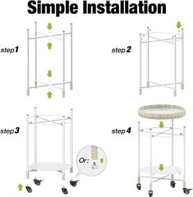 img 3 attached to 🪑 Greenstell Metal Round Tray Side Table: Removable Tray, Folding & 2-Tier for Living Room, Sofa, Bedroom & Office