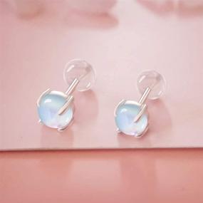 img 2 attached to 🌙 Hypoallergenic Sterling Silver Moonstone Stud Earrings: Sensitive Ear-Friendly Jewelry for Women and Girls