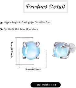 img 3 attached to 🌙 Hypoallergenic Sterling Silver Moonstone Stud Earrings: Sensitive Ear-Friendly Jewelry for Women and Girls