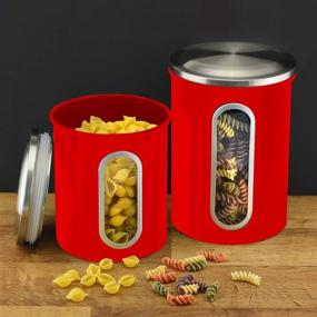 img 3 attached to 🍯 Red Kitchen Canister Set - Countertop Sugar Containers - Flour Sugar Canisters - Kitchen Sugar Jars - Set of 4 Kitchen Canisters