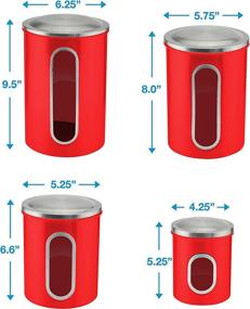 img 1 attached to 🍯 Red Kitchen Canister Set - Countertop Sugar Containers - Flour Sugar Canisters - Kitchen Sugar Jars - Set of 4 Kitchen Canisters