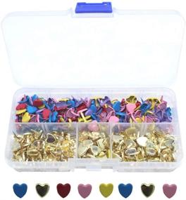 img 3 attached to 🎨 Bestartstore 1Box(300pcs) Colorful Heart-shaped Metal Brads - Ideal for Scrapbooking, Crafts & DIY Paper Making