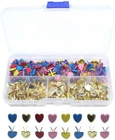 img 4 attached to 🎨 Bestartstore 1Box(300pcs) Colorful Heart-shaped Metal Brads - Ideal for Scrapbooking, Crafts & DIY Paper Making