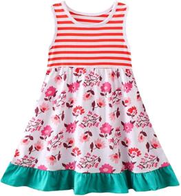 img 4 attached to 🌸 HILEELANG Toddler Little Girl Summer Dress - Sleeveless Cotton Casual Flower Shirt - Playwear Jumper Skirt Sundress