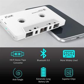 img 3 attached to 🚗 Усиливайте свой опыт звука в автомобиле: Bluetooth 5.0 кассетный ресивер адаптер для AUX в белом цвете