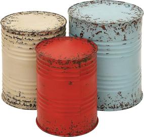 img 3 attached to 🥁 Set of 3 Multi-Color Metal Drum Table Accent Collection - Deco 79 Benzara, 20" x 18" x 16" inches