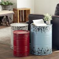 🥁 set of 3 multi-color metal drum table accent collection - deco 79 benzara, 20" x 18" x 16" inches logo