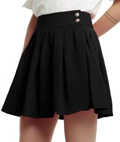 img 4 attached to 👗 Chouyatou Women's Double Waist Side Buttons Pleated Skirt: Trendy and Elegant Bottoms with a Stylish Twist