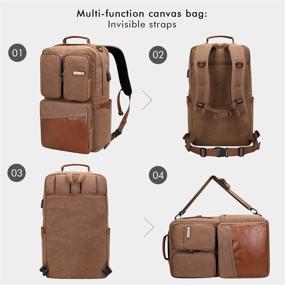 img 1 attached to WITZMAN Canvas Backpack With USB Charging Port Large Travel Backpack Luggage Duffel Bag For Airplane Carry On Fit 17 Inch Laptop For Men Women (6617 Brown)