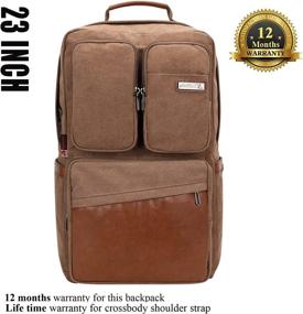 img 3 attached to WITZMAN Canvas Backpack With USB Charging Port Large Travel Backpack Luggage Duffel Bag For Airplane Carry On Fit 17 Inch Laptop For Men Women (6617 Brown)