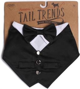 img 1 attached to 🐶 Tail Trends Formal Dog Tuxedo Wedding Bandana with Bow Tie Pattern for Special Events