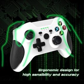 img 3 attached to 🎮 YCZHDV Xbox One Wired Controller with Audio Jack - USB Gamepad Remote Joystick for Xbox One/One S/One X/PC Windows 7/8/10 - Dual-Vibration Function, White