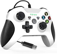 🎮 yczhdv xbox one wired controller with audio jack - usb gamepad remote joystick for xbox one/one s/one x/pc windows 7/8/10 - dual-vibration function, white logo