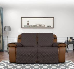 img 3 attached to 🛋️ Easy-Going Reversible Loveseat Recliner Cover: Protect Your Double Recliner with Elastic Straps & Split Sofa Design - Ideal Furniture Protector for Kids, Dogs, and Pets - 2 Seater, Chocolate/Beige