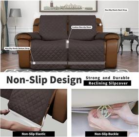 img 1 attached to 🛋️ Easy-Going Reversible Loveseat Recliner Cover: Protect Your Double Recliner with Elastic Straps & Split Sofa Design - Ideal Furniture Protector for Kids, Dogs, and Pets - 2 Seater, Chocolate/Beige