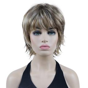 img 3 attached to 👩 Lydell AB461 Brown Highlights Synthetic Wig: Trendy Short Layered Shaggy Wavy Style