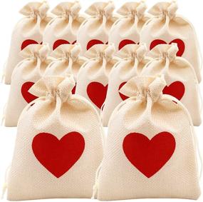 img 1 attached to ❤️ 25 Romantic Heart-Shaped Drawstring Burlap Bags: Ideal Wedding & Christmas Gift Bags